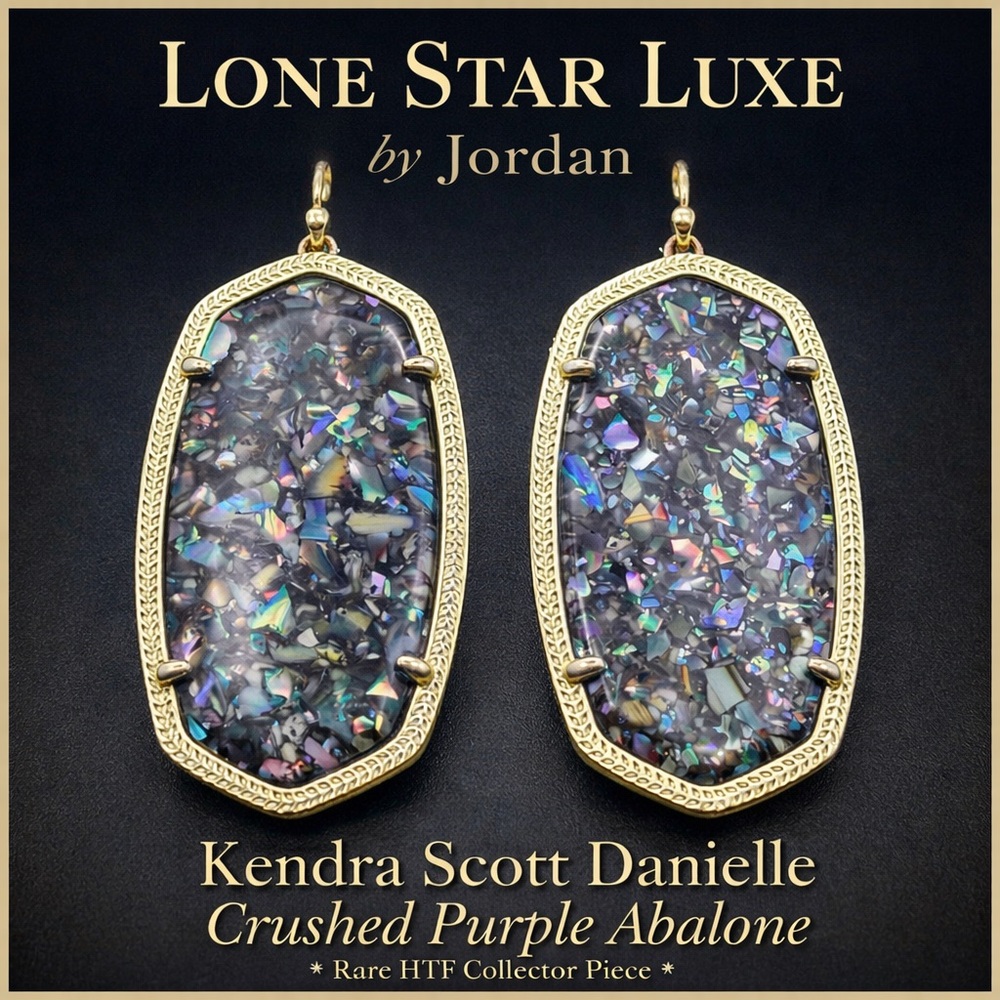 RARE ✨ Kendra Scott Danielle Statement Earrings – Crushed Purple Abalone